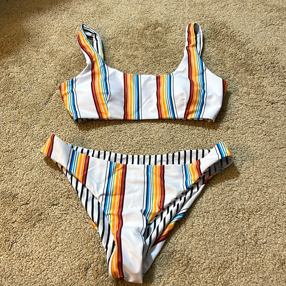 Medium sized multicolored, reversible swimsuit